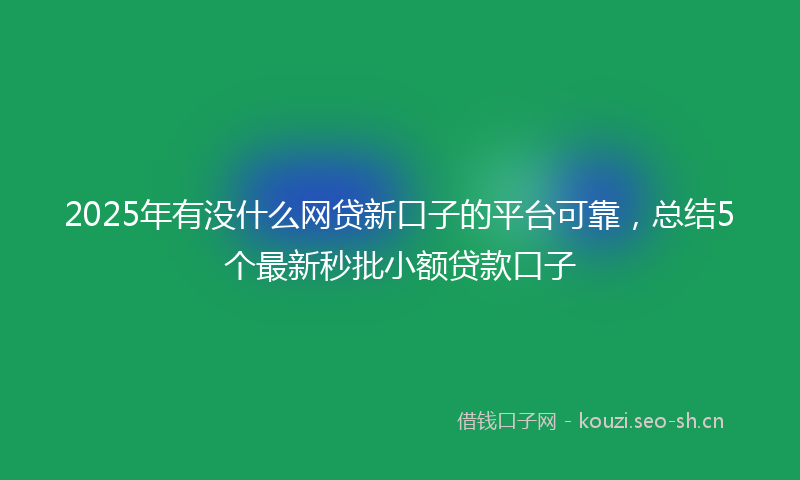 2025年有没什么网贷新口子的平台可靠，总结5个最新秒批小额贷款口子