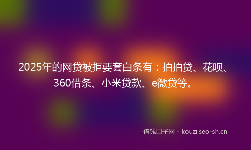 2025年的网贷被拒要套白条有：拍拍贷、花呗、360借条、小米贷款、e微贷等。