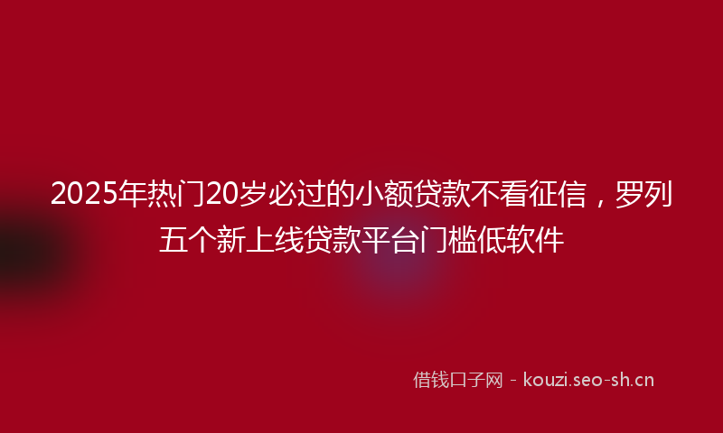 2025年热门20岁必过的小额贷款不看征信，罗列五个新上线贷款平台门槛低软件