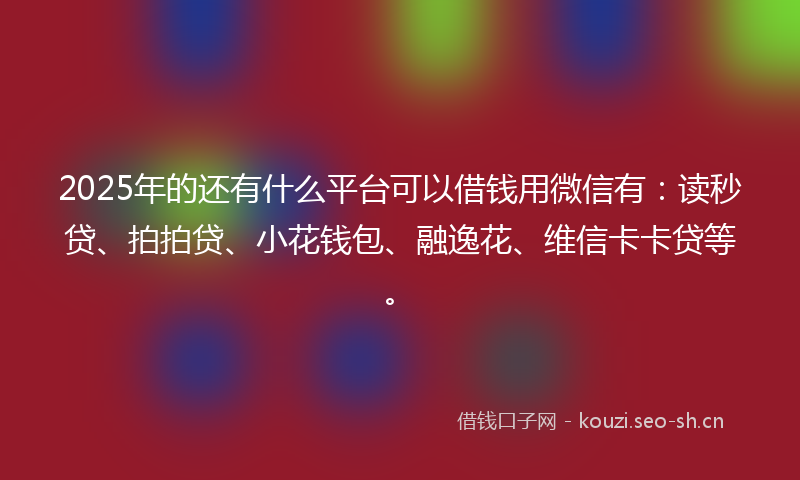 2025年的还有什么平台可以借钱用微信有：读秒贷、拍拍贷、小花钱包、融逸花、维信卡卡贷等。
