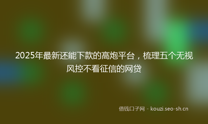 2025年最新还能下款的高炮平台，梳理五个无视风控不看征信的网贷