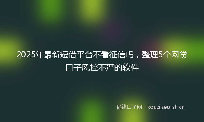 2025年最新短借平台不看征信吗，整理5个网贷口子风控不严的软件
