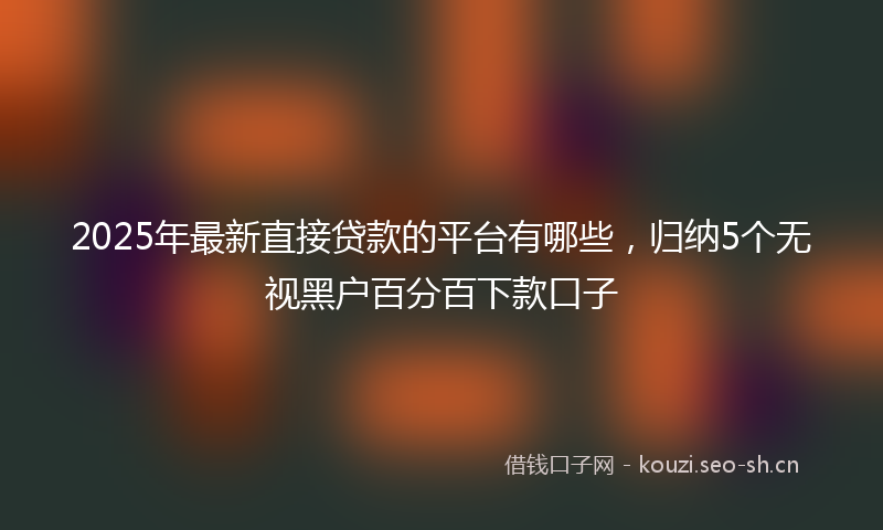 2025年最新直接贷款的平台有哪些，归纳5个无视黑户百分百下款口子