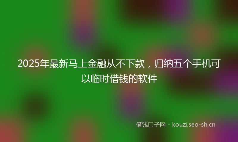 2025年最新马上金融从不下款，归纳五个手机可以临时借钱的软件