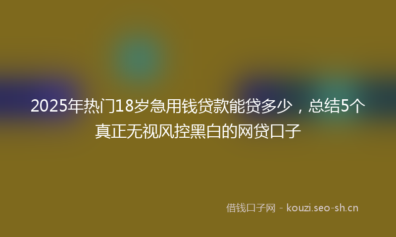 2025年热门18岁急用钱贷款能贷多少，总结5个真正无视风控黑白的网贷口子