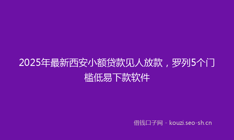 2025年最新西安小额贷款见人放款，罗列5个门槛低易下款软件