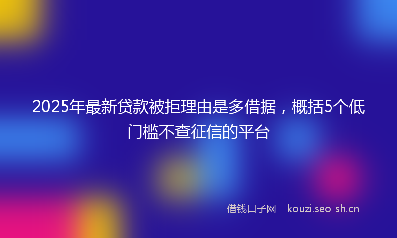 2025年最新贷款被拒理由是多借据，概括5个低门槛不查征信的平台