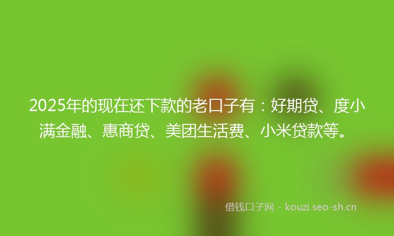 2025年的现在还下款的老口子有：好期贷、度小满金融、惠商贷、美团生活费、小米贷款等。