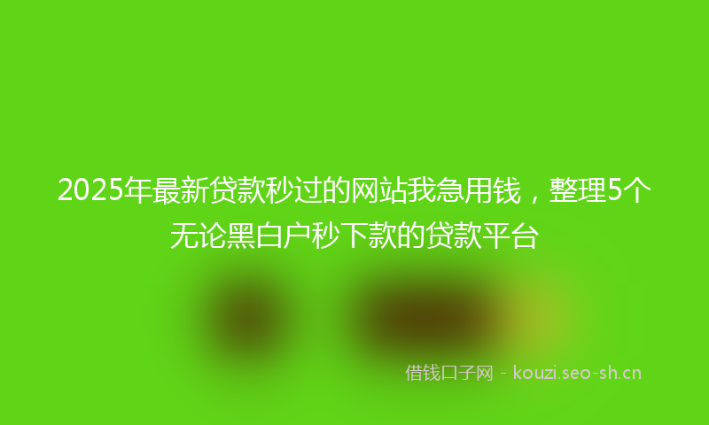 2025年最新贷款秒过的网站我急用钱，整理5个无论黑白户秒下款的贷款平台