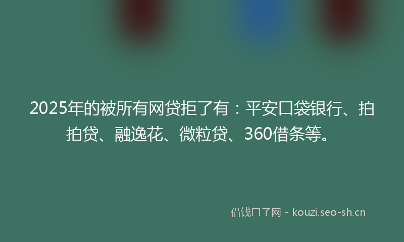 2025年的被所有网贷拒了有：平安口袋银行、拍拍贷、融逸花、微粒贷、360借条等。