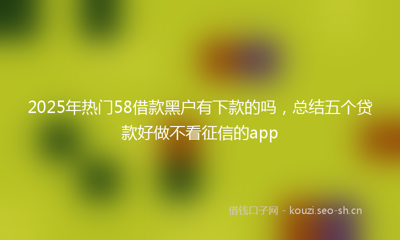 2025年热门58借款黑户有下款的吗，总结五个贷款好做不看征信的app
