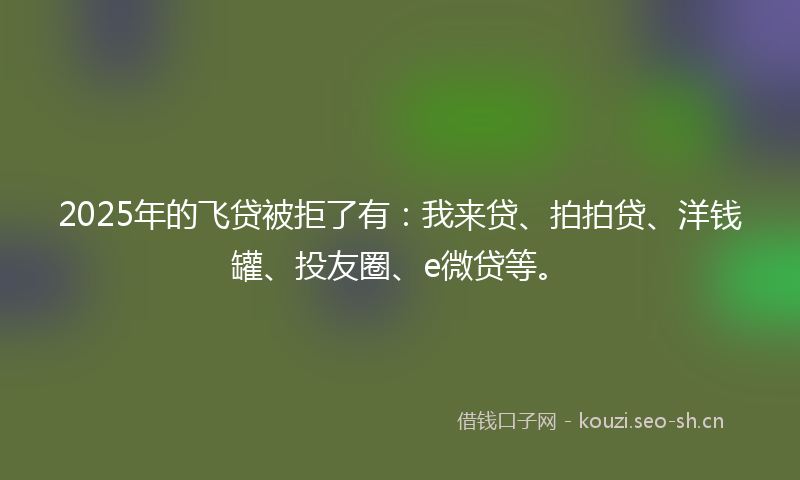 2025年的飞贷被拒了有：我来贷、拍拍贷、洋钱罐、投友圈、e微贷等。