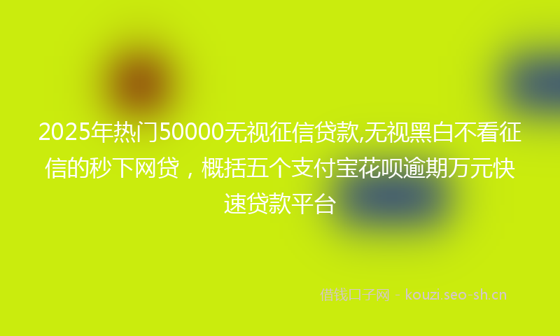 2025年热门50000无视征信贷款,无视黑白不看征信的秒下网贷，概括五个支付宝花呗逾期万元快速贷款平台