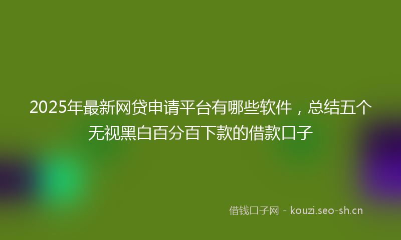 2025年最新网贷申请平台有哪些软件，总结五个无视黑白百分百下款的借款口子