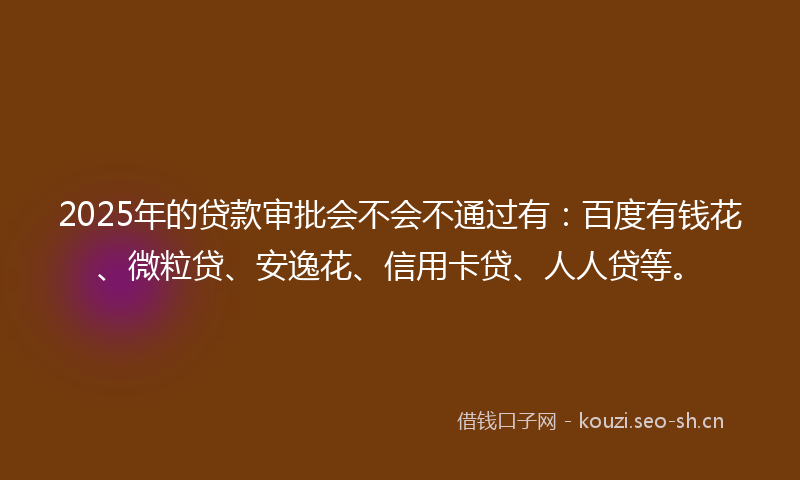 2025年的贷款审批会不会不通过有：百度有钱花、微粒贷、安逸花、信用卡贷、人人贷等。