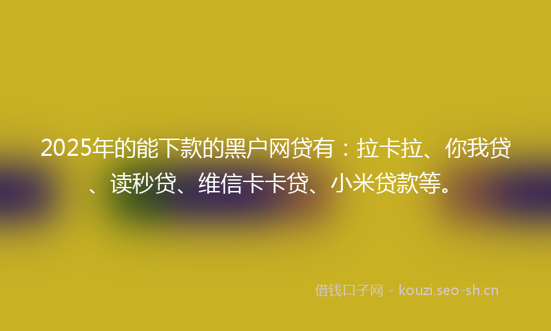 2025年的能下款的黑户网贷有：拉卡拉、你我贷、读秒贷、维信卡卡贷、小米贷款等。