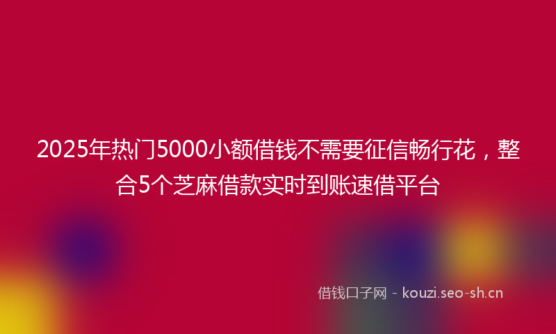 2025年热门5000小额借钱不需要征信畅行花，整合5个芝麻借款实时到账速借平台