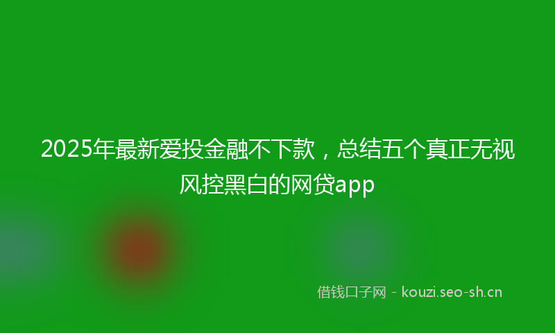 2025年最新爱投金融不下款，总结五个真正无视风控黑白的网贷app