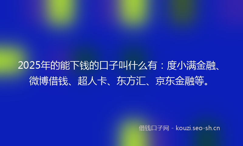 2025年的能下钱的口子叫什么有：度小满金融、微博借钱、超人卡、东方汇、京东金融等。