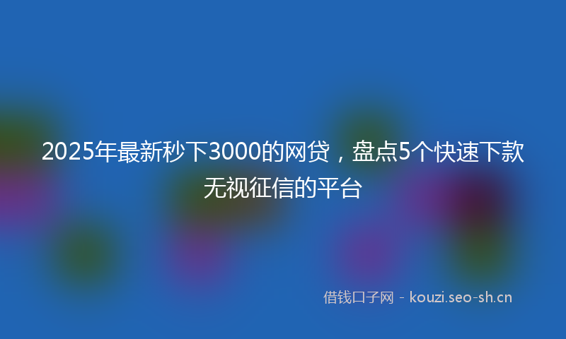 2025年最新秒下3000的网贷，盘点5个快速下款无视征信的平台