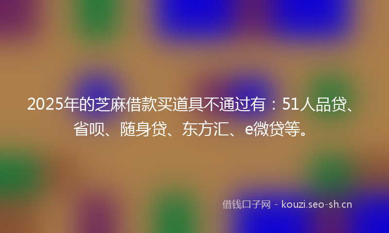2025年的芝麻借款买道具不通过有：51人品贷、省呗、随身贷、东方汇、e微贷等。