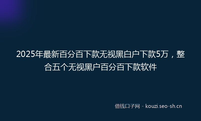 2025年最新百分百下款无视黑白户下款5万，整合五个无视黑户百分百下款软件