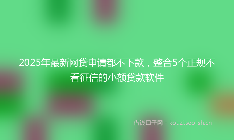 2025年最新网贷申请都不下款，整合5个正规不看征信的小额贷款软件
