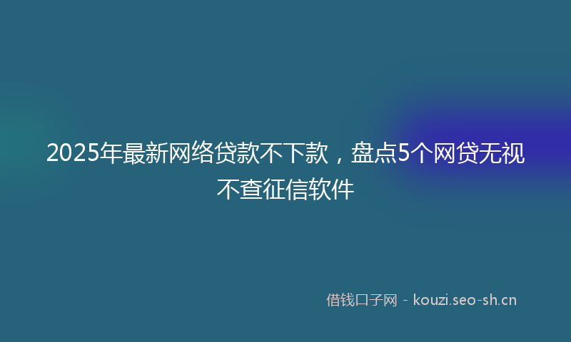 2025年最新网络贷款不下款，盘点5个网贷无视不查征信软件