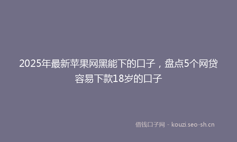 2025年最新苹果网黑能下的口子，盘点5个网贷容易下款18岁的口子