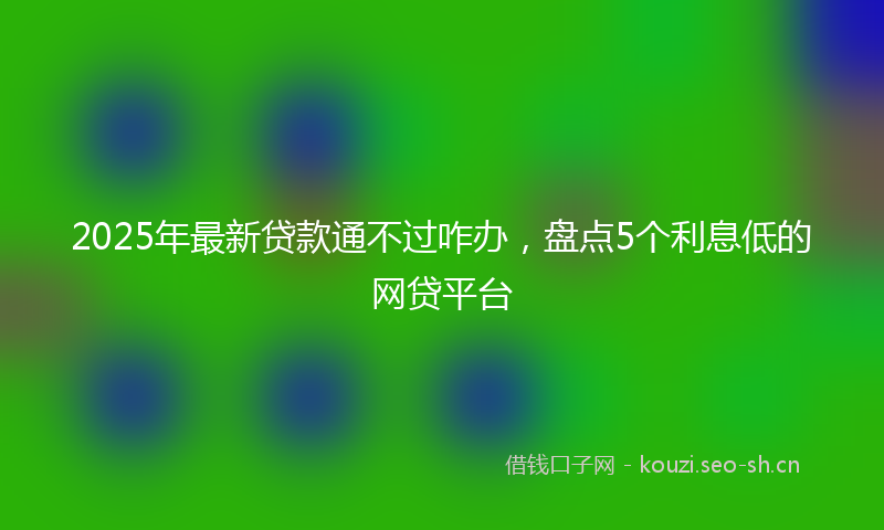 2025年最新贷款通不过咋办，盘点5个利息低的网贷平台