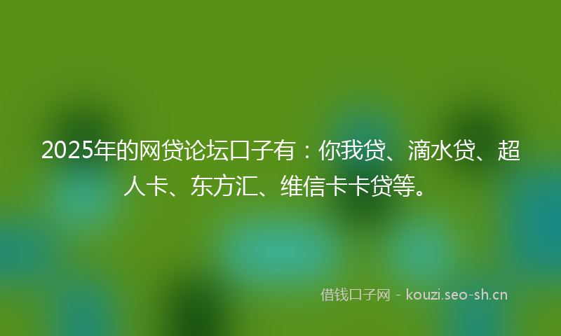 2025年的网贷论坛口子有：你我贷、滴水贷、超人卡、东方汇、维信卡卡贷等。