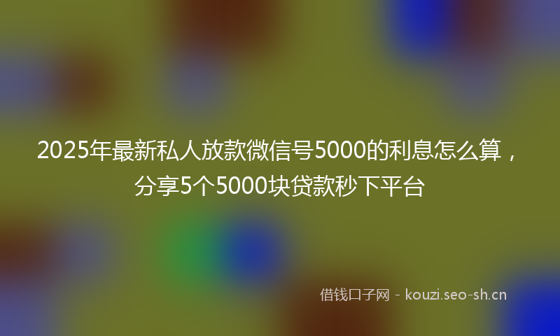 2025年最新私人放款微信号5000的利息怎么算，分享5个5000块贷款秒下平台