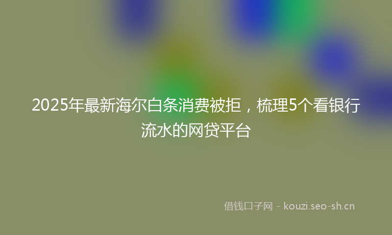 2025年最新海尔白条消费被拒，梳理5个看银行流水的网贷平台
