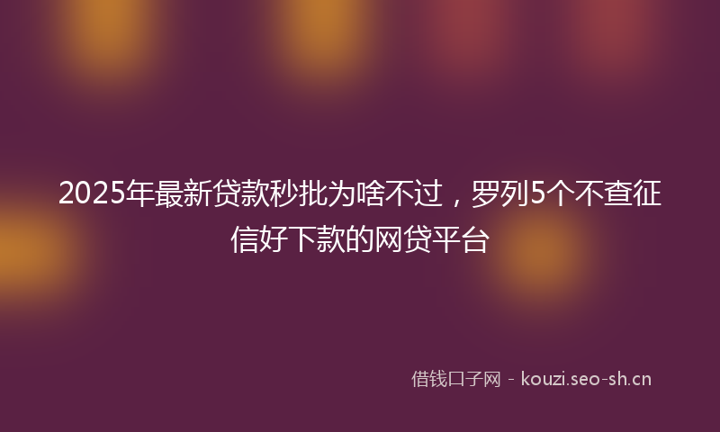 2025年最新贷款秒批为啥不过，罗列5个不查征信好下款的网贷平台