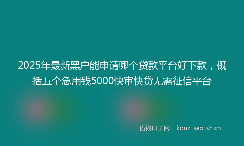 2025年最新黑户能申请哪个贷款平台好下款，概括五个急用钱5000快审快贷无需征信平台