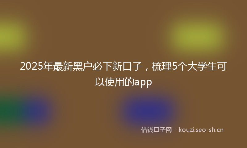 2025年最新黑户必下新口子，梳理5个大学生可以使用的app