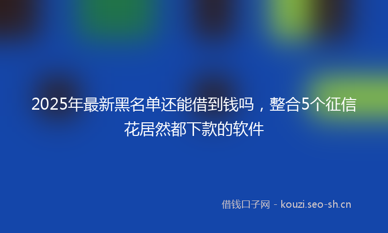 2025年最新黑名单还能借到钱吗，整合5个征信花居然都下款的软件