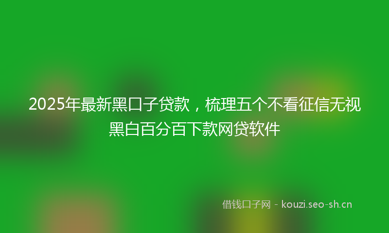 2025年最新黑口子贷款，梳理五个不看征信无视黑白百分百下款网贷软件