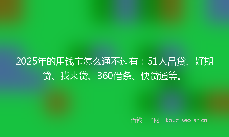 2025年的用钱宝怎么通不过有：51人品贷、好期贷、我来贷、360借条、快贷通等。