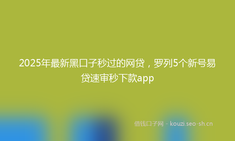 2025年最新黑口子秒过的网贷，罗列5个新号易贷速审秒下款app
