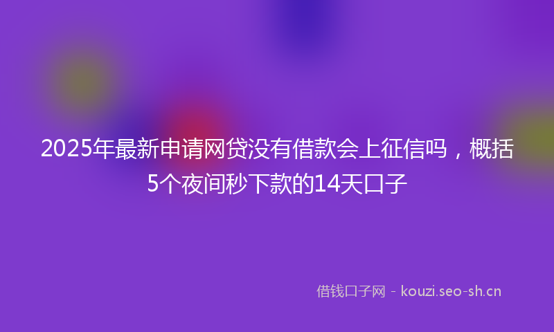 2025年最新申请网贷没有借款会上征信吗，概括5个夜间秒下款的14天口子