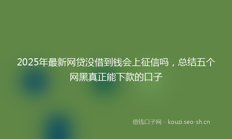 2025年最新网贷没借到钱会上征信吗，总结五个网黑真正能下款的口子