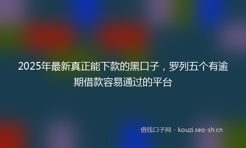 2025年最新真正能下款的黑口子，罗列五个有逾期借款容易通过的平台