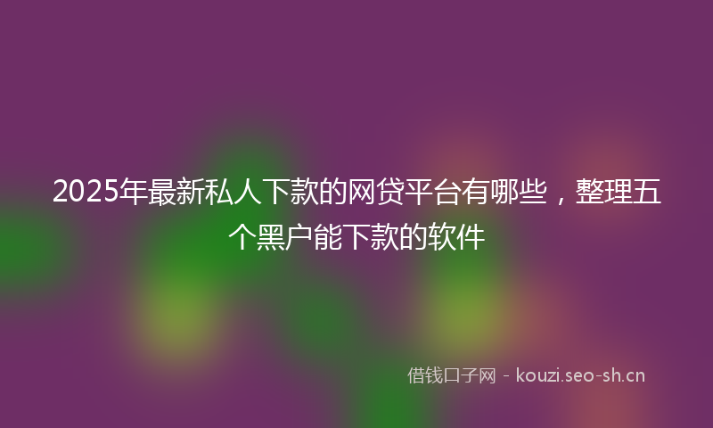 2025年最新私人下款的网贷平台有哪些，整理五个黑户能下款的软件