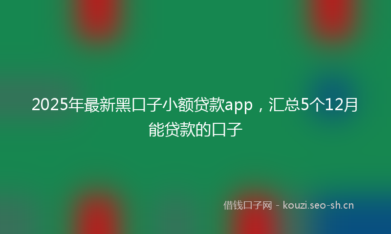 2025年最新黑口子小额贷款app，汇总5个12月能贷款的口子