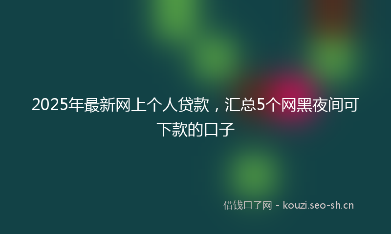 2025年最新网上个人贷款，汇总5个网黑夜间可下款的口子