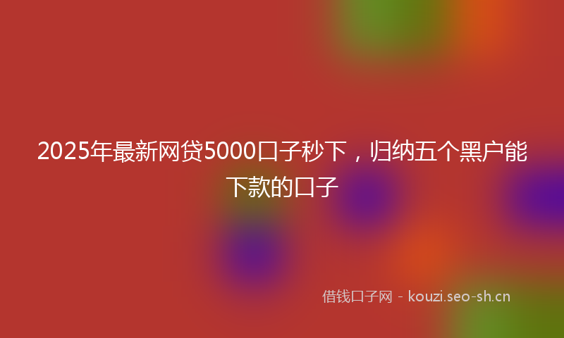 2025年最新网贷5000口子秒下，归纳五个黑户能下款的口子