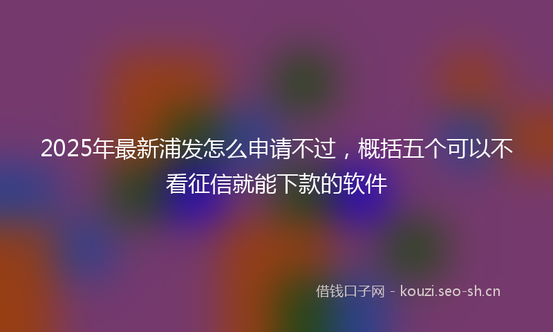 2025年最新浦发怎么申请不过，概括五个可以不看征信就能下款的软件
