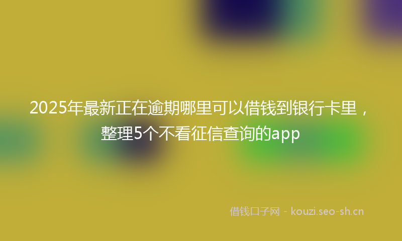2025年最新正在逾期哪里可以借钱到银行卡里，整理5个不看征信查询的app