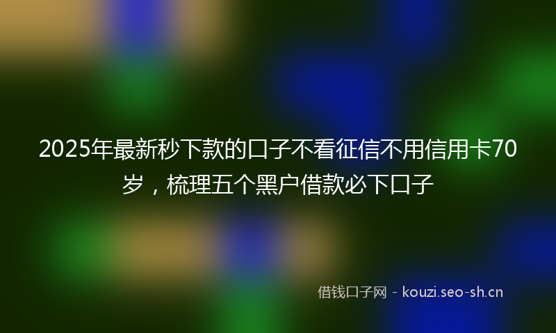 2025年最新秒下款的口子不看征信不用信用卡70岁，梳理五个黑户借款必下口子